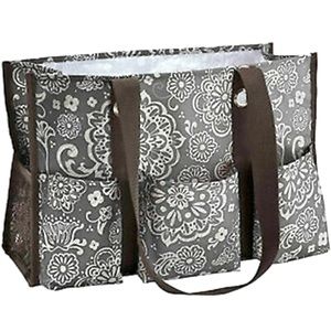 THIRTY-ONE BROWN DAMASK MEDIUM ORGANIZING UTILITY TOTE BAG